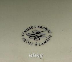 FRENCH LIMOGES Antique Victorian Hand Painted Pedestal Punch Fruit Large Bowl