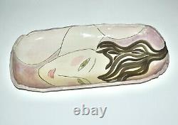 Faye Nakamura Signed Studio Art Ceramic Pottery Bowl 21 Asian Female Portrait