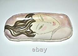 Faye Nakamura Signed Studio Art Ceramic Pottery Bowl 21 Asian Female Portrait