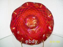 Fenton 2007 Butterfly & Tulip Red Carnival Bowl # 4386 RC