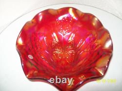 Fenton 2007 Butterfly & Tulip Red Carnival Bowl # 4386 RC