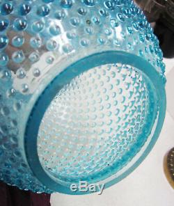Fenton 24 Blue Opalescent Hobnail Glass Gone With The Wind Lamp