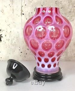 Fenton 6504 CR Cranberry Ginger Jar Coin Dot 2002 Limited Glass Carnival