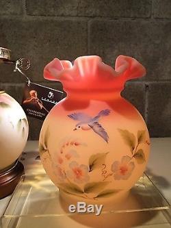 Fenton 8908 A6 Burmese Sanded Lamp #97/1250 NIB Perfect Condition Sign by Artist
