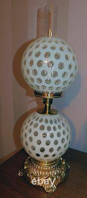 Fenton Aart Glass French Opalescent Coin Dot Lamp Gone with the Wind Perfect