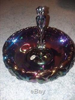 Fenton Amethyst Carnival Glass Sept Morn Nude Waterlillies Bowl Set