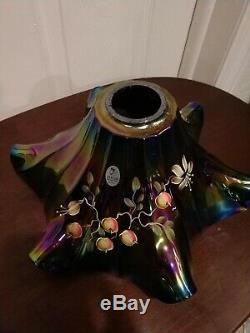 Fenton Amethyst Carnival Hand Painted Lamp by J Powell