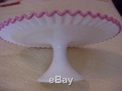 Fenton Apple Blossom Crest Pedestal Cake Stand RARE