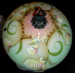 Fenton Art Glass 2007 Burmese Connoisseur Lamp Le # 202 Od 750 Spring Sunshine