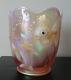 Fenton Art Glass Atlantis Fish Vase Hand Painted Pink Opalescent Signed Gaskins