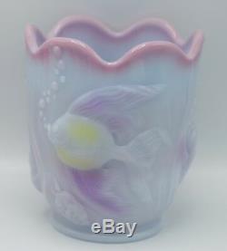 Fenton Art Glass Blue Burmese Atlantis Vase