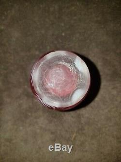 Fenton Art Glass Cranberry Satin Swirl Opalescent Feather Perfume