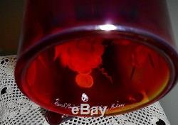 Fenton Art Glass Fairy Lamp Ruby Amberina Stretch Wine Country 2003