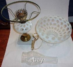 Fenton Art Glass French Opalescent Coin Dot Parlor Boudoir Lamp