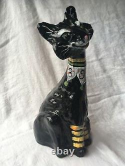 Fenton Art Glass Halloween Clown Boo Alley Cat Gloss Black Hand Painted