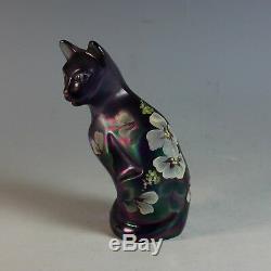 Fenton Art Glass Iridescent Sitting Cat Kitten Hand Painted Signed