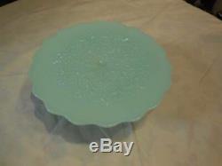 Fenton Art Glass Jadeite Spanish Lace Cake Stand 12 3/4 Diameter