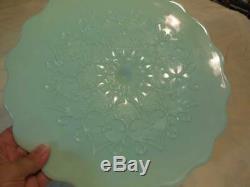 Fenton Art Glass Jadeite Spanish Lace Cake Stand 12 3/4 Diameter