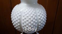 Fenton Art Glass Milk Glass Hobnail GONE WITH THE WIND Lamp 3 Piece