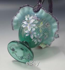 Fenton Art Glass New XXI Century Collection Basket Green Signed By All Fentons
