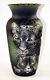 Fenton Art Glass OOAK Black Vase Leopardess & Cub