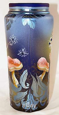 Fenton Art Glass OOAK Favrene Vase Nymphs and Mushrooms Design