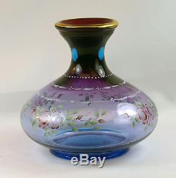 Fenton Art Glass OOAK Handpainted Mulberry Vase