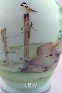 Fenton Art Glass OOAK Lotus Mist Burmese Pitcher withAmethyst Glass Crimped Edge