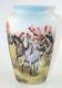 Fenton Art Glass OOAK Opal Satin Wild Horses Vase