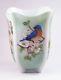 Fenton Art Glass OOAK Opal Square Panel Vase with Handpainted Songbirds