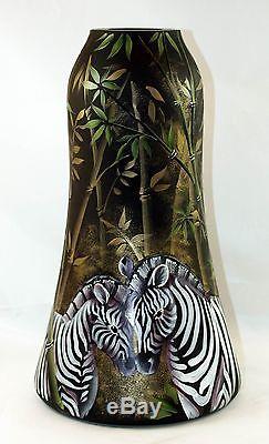 Fenton Art Glass OOAK Ruby/Black Cased Vase with Zebra Design