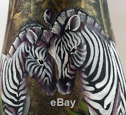 Fenton Art Glass OOAK Ruby/Black Cased Vase with Zebra Design