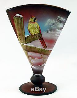 Fenton Art Glass OOAK Ruby Satin Fan Vase