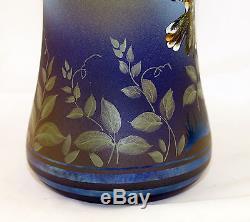 Fenton Art Glass OOAK Sandcarved/Handpainted Hummingbird Theme Favrene Vase