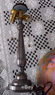 Fenton Art Glass Ooak Martha Reynolds Burmese Lamp Painted Desert Scene