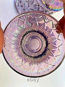 Fenton Art Glass Purple Iridescent Diamond Cut & Block Pattern Fairy Lamp