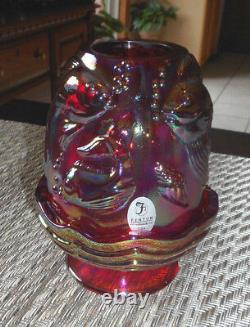 Fenton Art Glass Red Carnival Atlantis Fairy Light Lamp 2001 Le