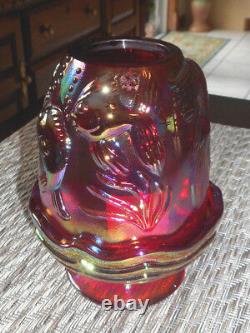 Fenton Art Glass Red Carnival Atlantis Fairy Light Lamp 2001 Le