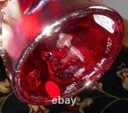 Fenton Art Glass Red Carnival Atlantis Fairy Light Lamp 2001 Le