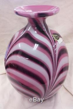 Fenton Art Glass Robert Barber Hyacinth Pulled Feather 0001HF 1975 Vase 243/450
