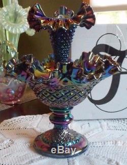 Fenton Art Glass Single Horn Epergne. Carnival Glass