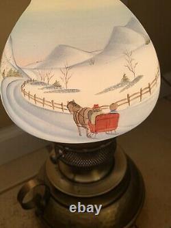 Fenton Art Glass Skater Lamp Christmas 1980 Going Home Signed #1