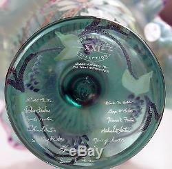 Fenton Art Glass Spruce Green Basket withViolet Ring, 12 Fenton Family Signatures