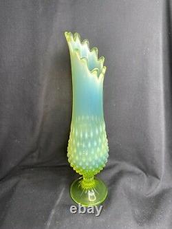 Fenton Art Glass Topaz Opalescent Hobnail Swung Vase