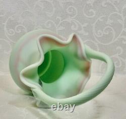 Fenton, Basket, Lotus Mist Burmese Glass, Hand Decorated