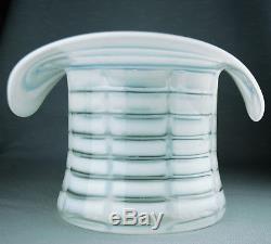 Fenton Block Optic Large 11.75 French Opalescent Glass Top Hat Circa 1940