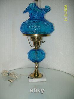 Fenton Blue Cabbage Rose Lamp