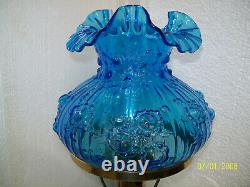 Fenton Blue Cabbage Rose Lamp