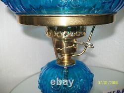 Fenton Blue Cabbage Rose Lamp