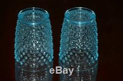 Fenton Blue Hobnail Squat Water Jug Juice Pitcher and 6 Juice Glasses Set